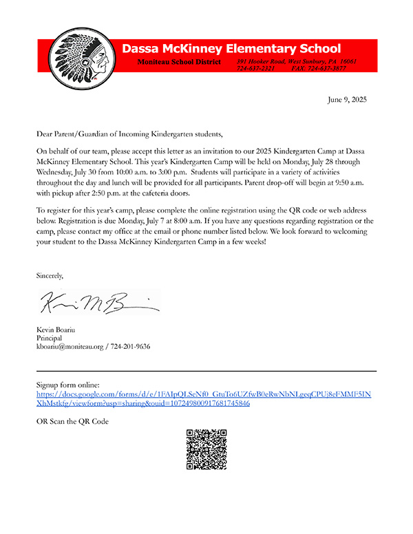 Kindergarten Camp Invitation Letter