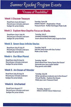 Summer Reading Program Events flyer