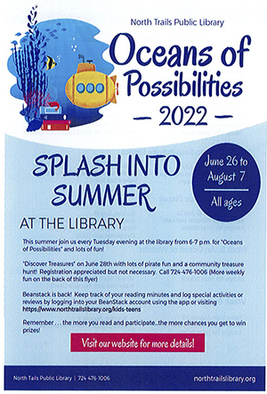 Oceans of Possibilities 2022 Summer Reading Program flyer